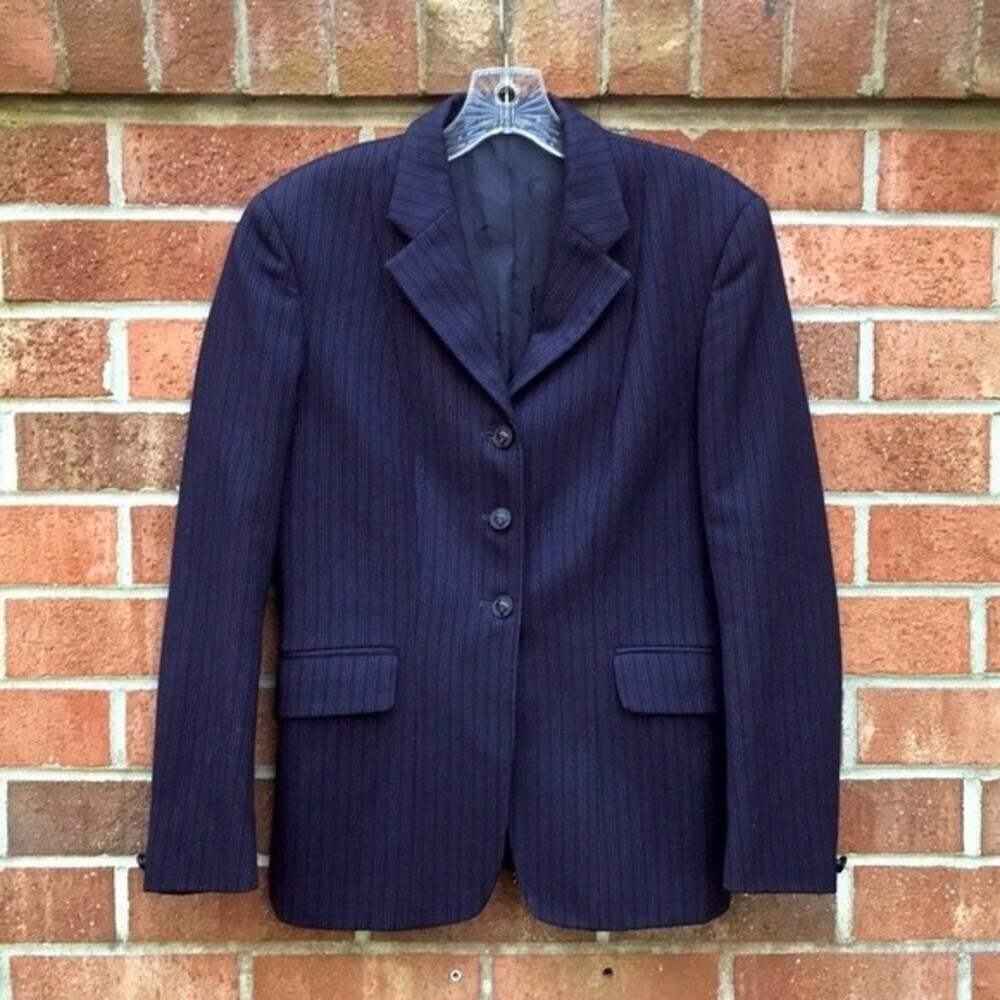 𝅺Pytchley Riding Jacket Navy Blue Wool sz 36